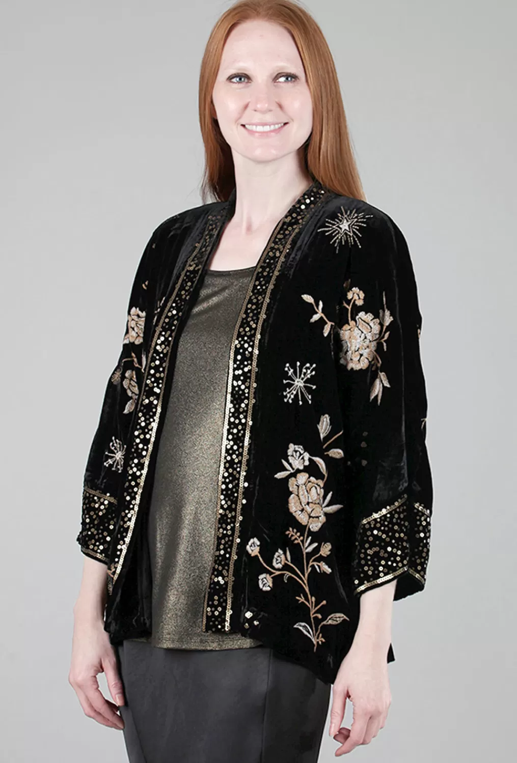 Flash Sale Evie Lou Ally Velvet Kimono, Black