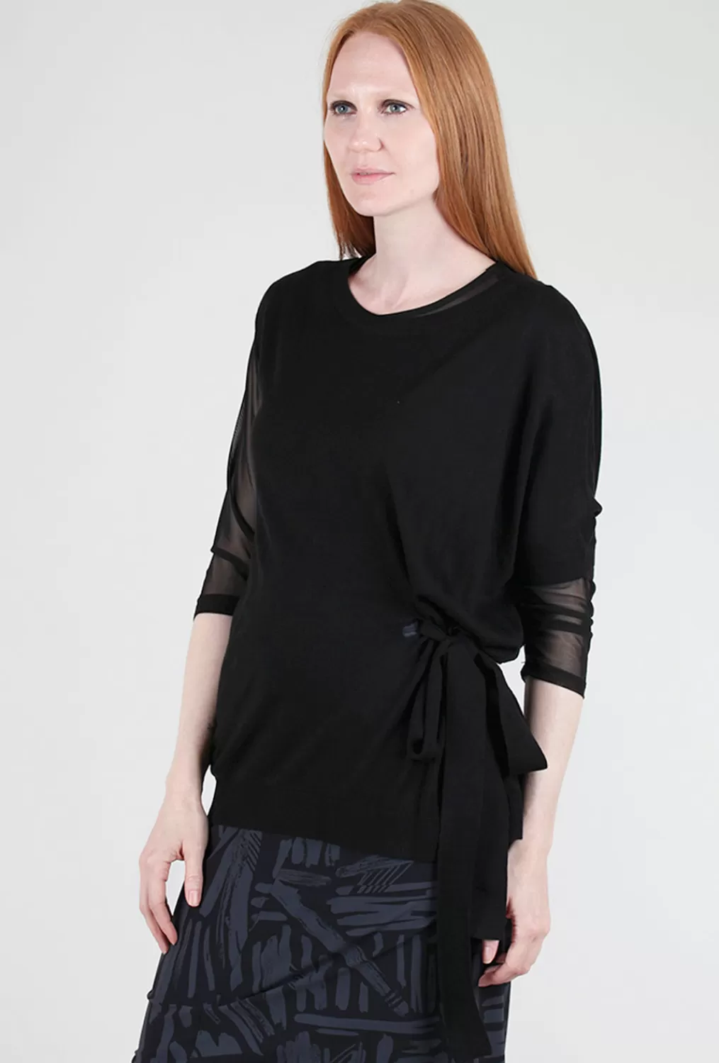 Outlet Evie Lou Asym Tie-Detail Sweater, Black