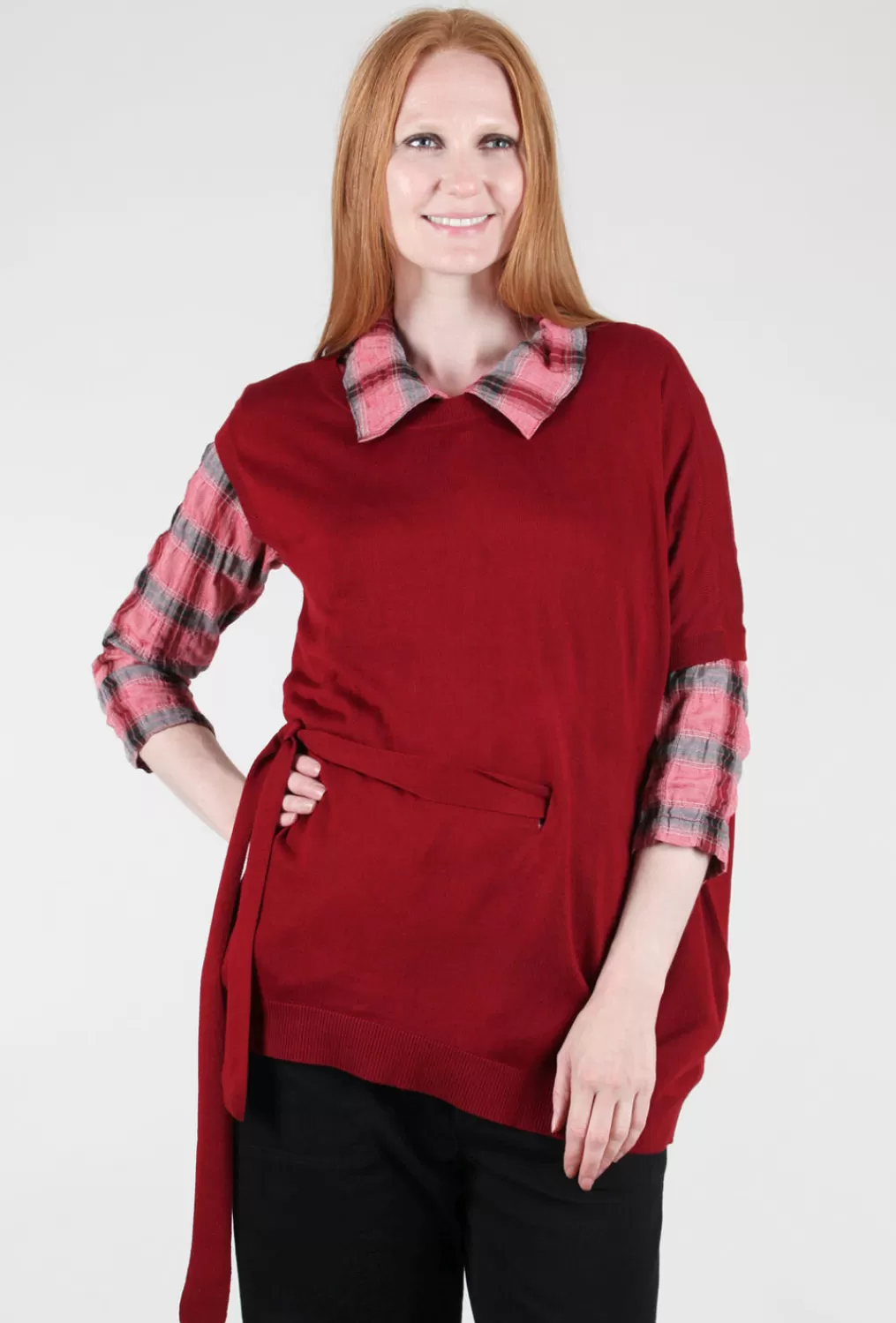 Sale Evie Lou Asym Tie-Detail Sweater, Red