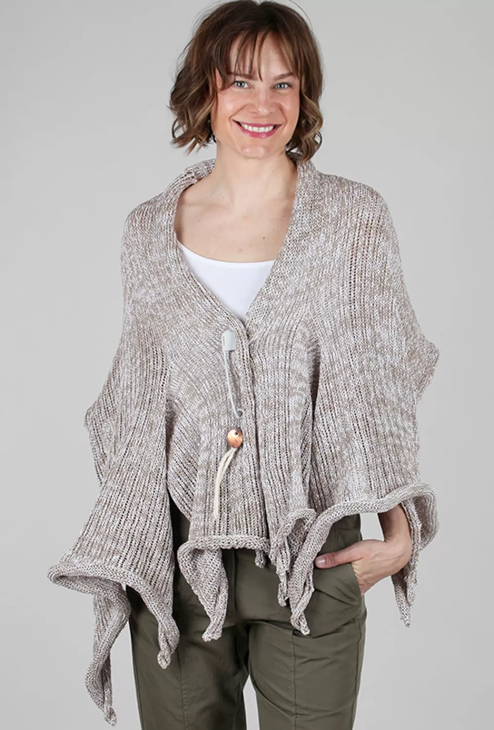 Best Sale Evie Lou Clever Shawl Cardie, Tan/Fisher