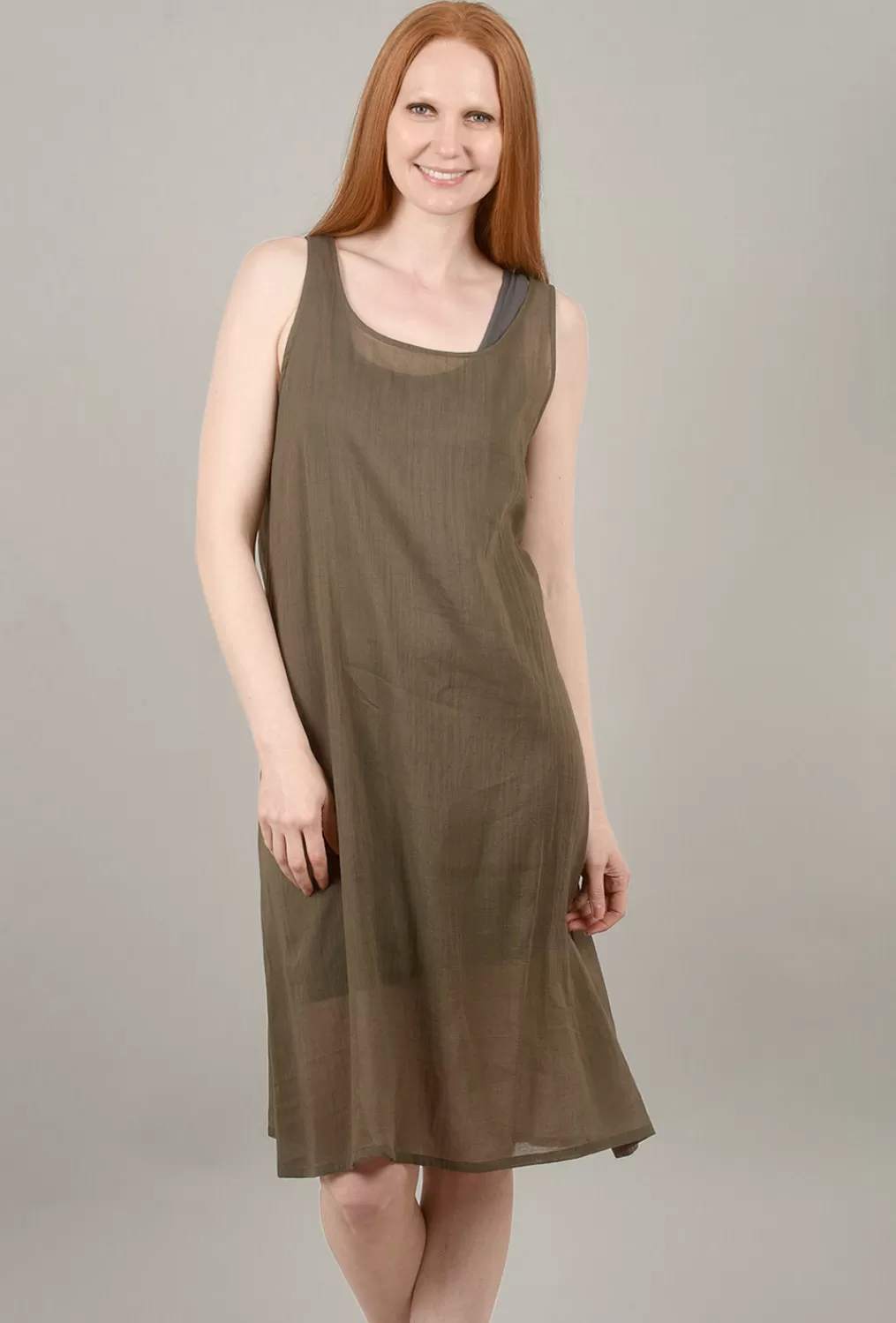 New Evie Lou Cotton Lawn Slip, Dark Taupe