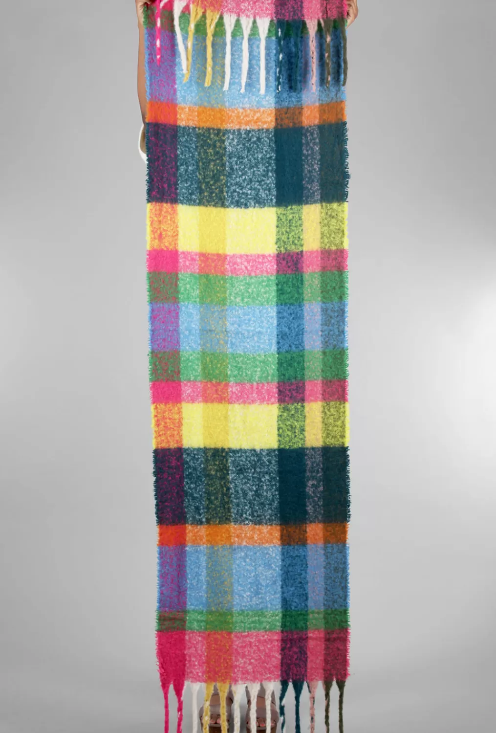 New Evie Lou Crc Scarf, Bright Pink Plaid