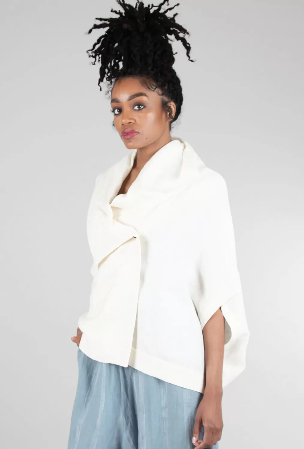 Fashion Evie Lou Crinkle Rib Jacket, Ivory