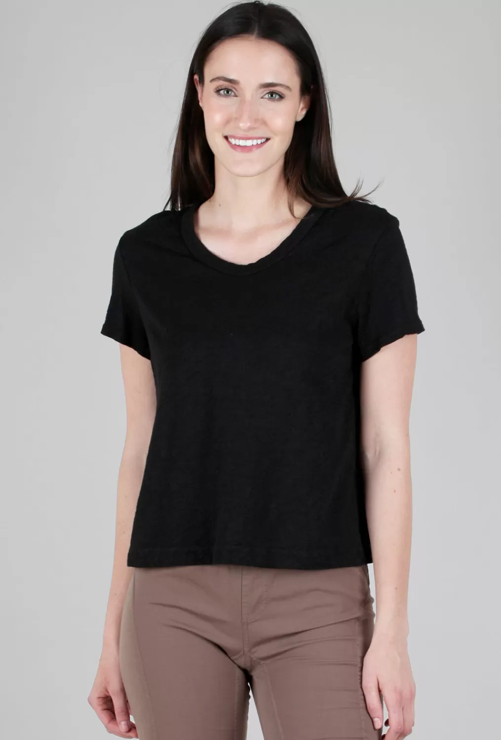 Best Sale Evie Lou Crop Boxy Crew, Black