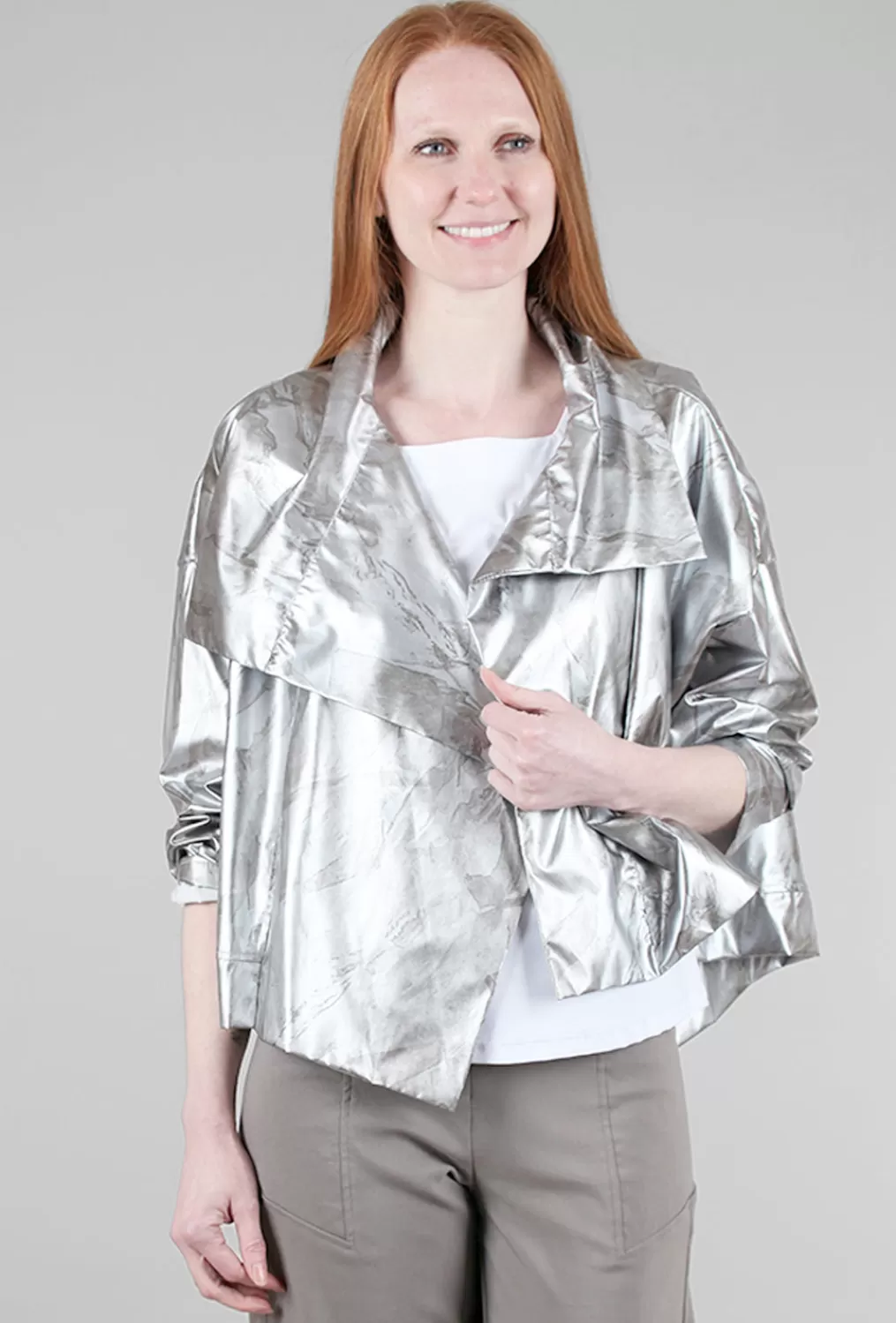 Store Evie Lou Cropped Asym Jacket, Marble