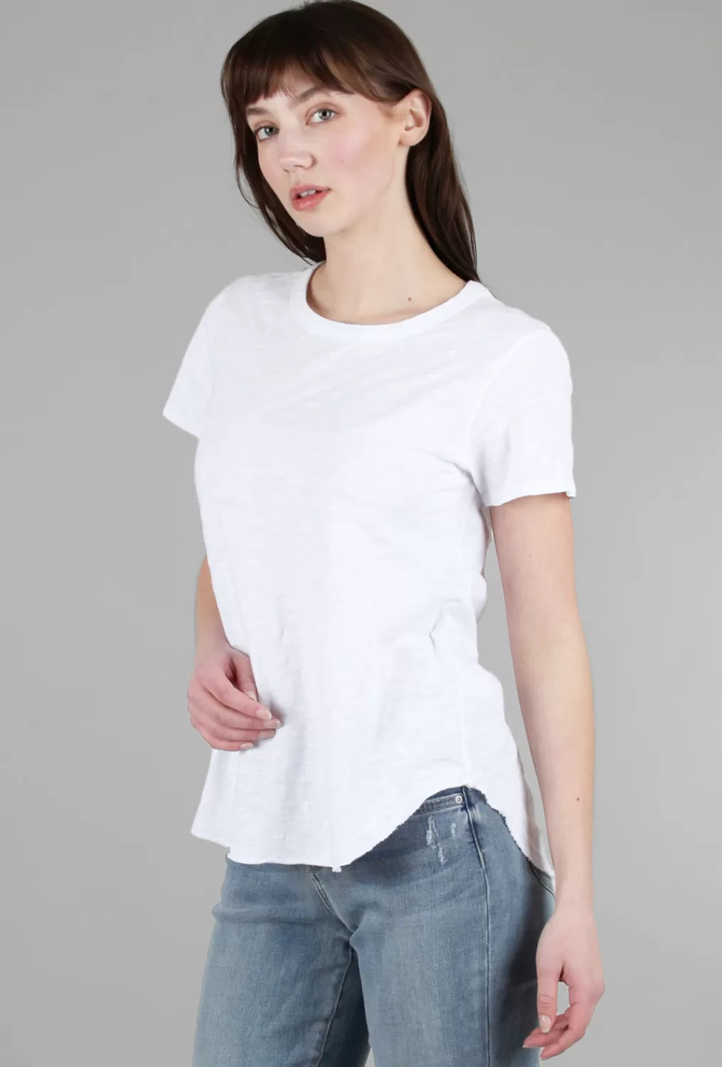 Flash Sale Evie Lou Curved Hem Crew T-Shirt, White