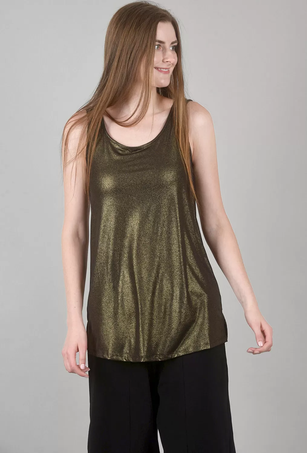 Fashion Evie Lou Dakota Metallic Tank, Bronze
