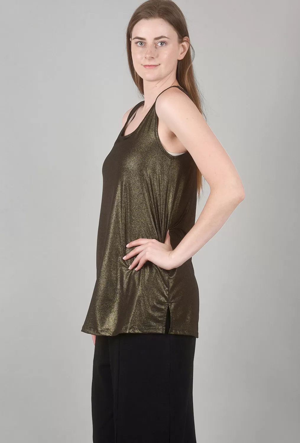 Fashion Evie Lou Dakota Metallic Tank, Bronze
