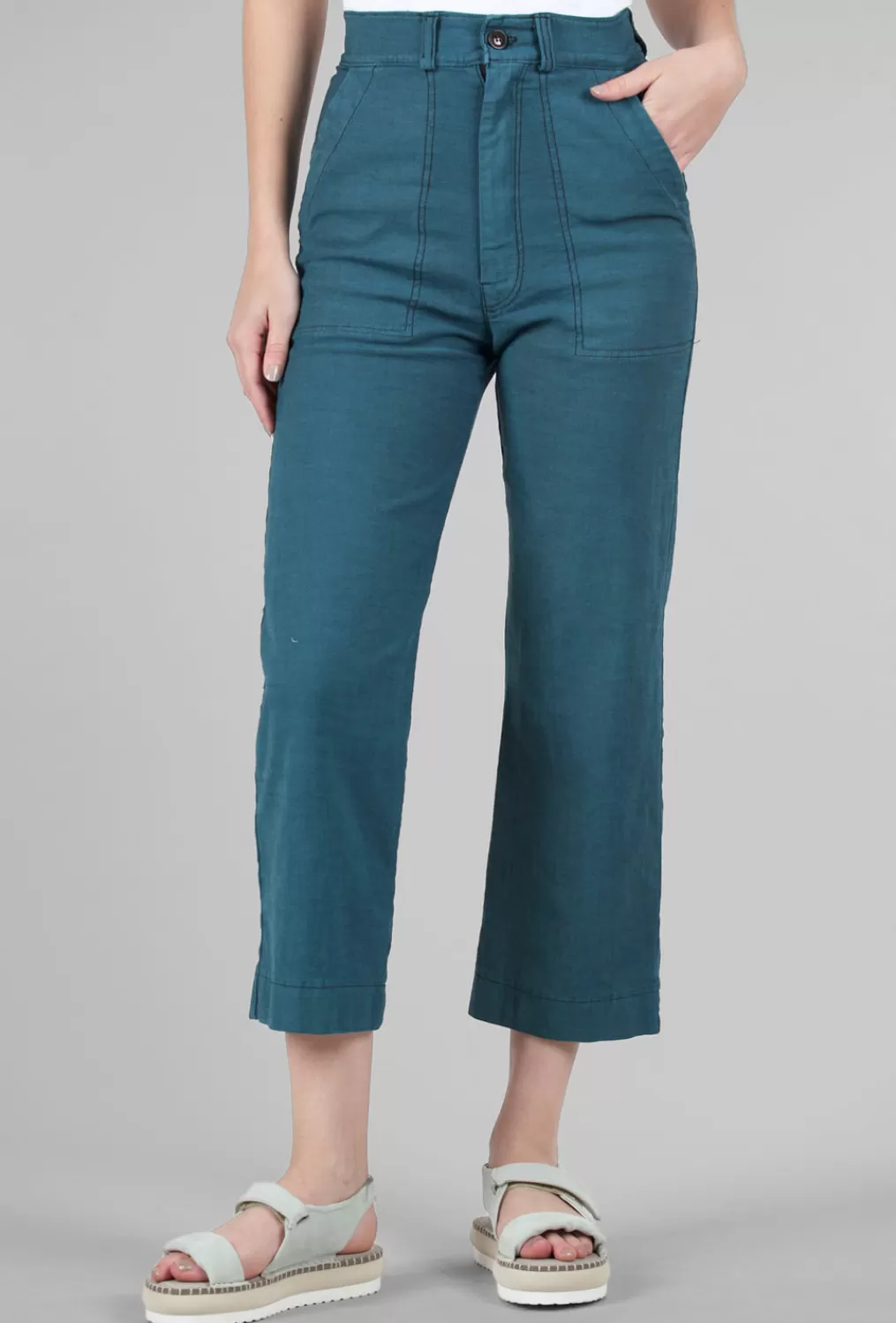 Discount Evie Lou Denim Boiler Pant, Peacock