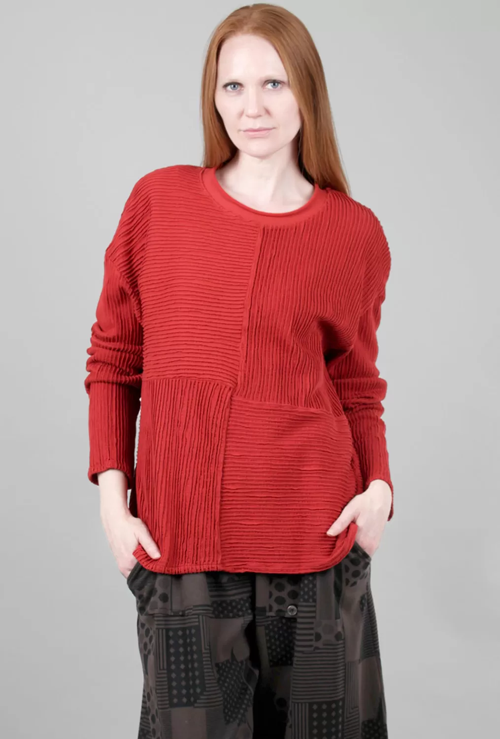Outlet Evie Lou Dimensional Rib Boxy Top, Spice