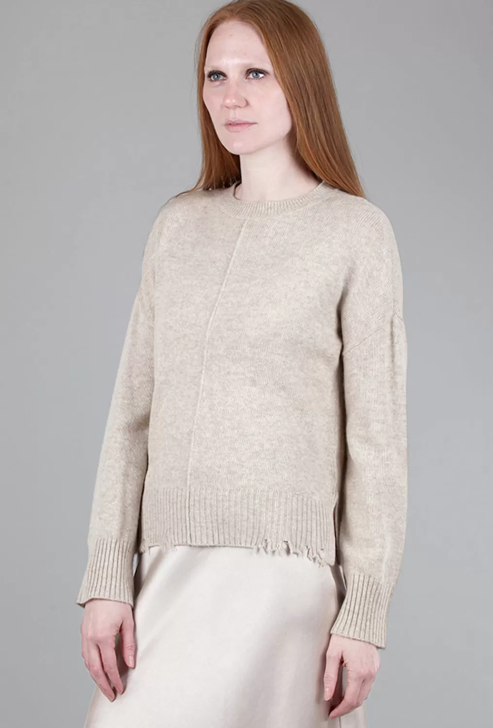 Cheap Evie Lou Distressed Crew Sweater, Husk