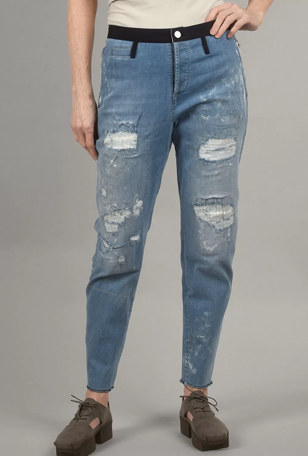 Store Evie Lou Distressed Slouch Jeans, Blue