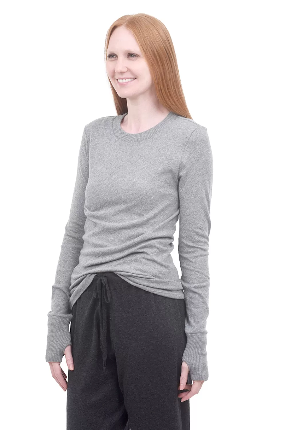 Best Evie Lou Easy Cashmere Cuffed Crew, Smoke