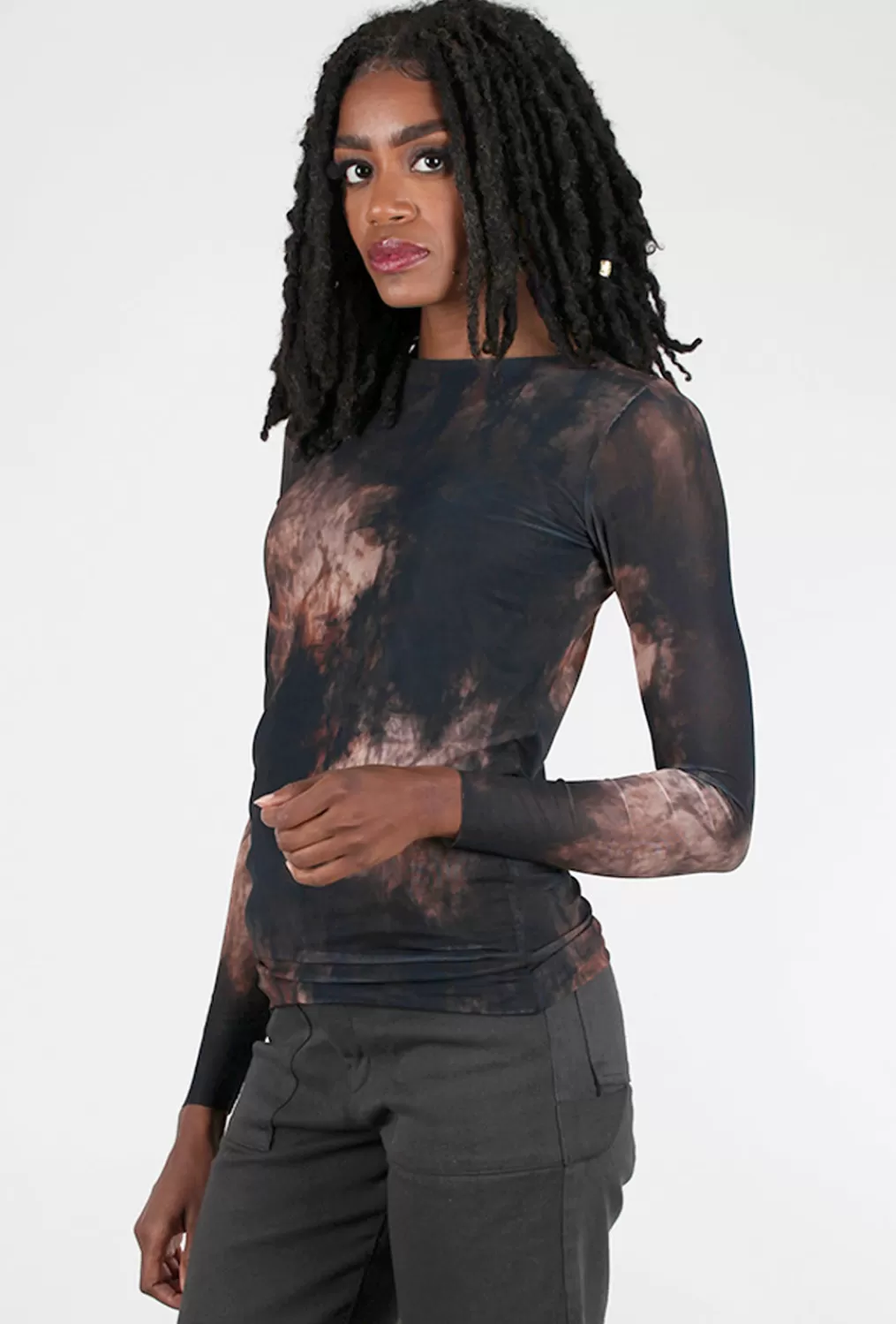Online Evie Lou Florence Double Sheer Top, Velvet/Earth