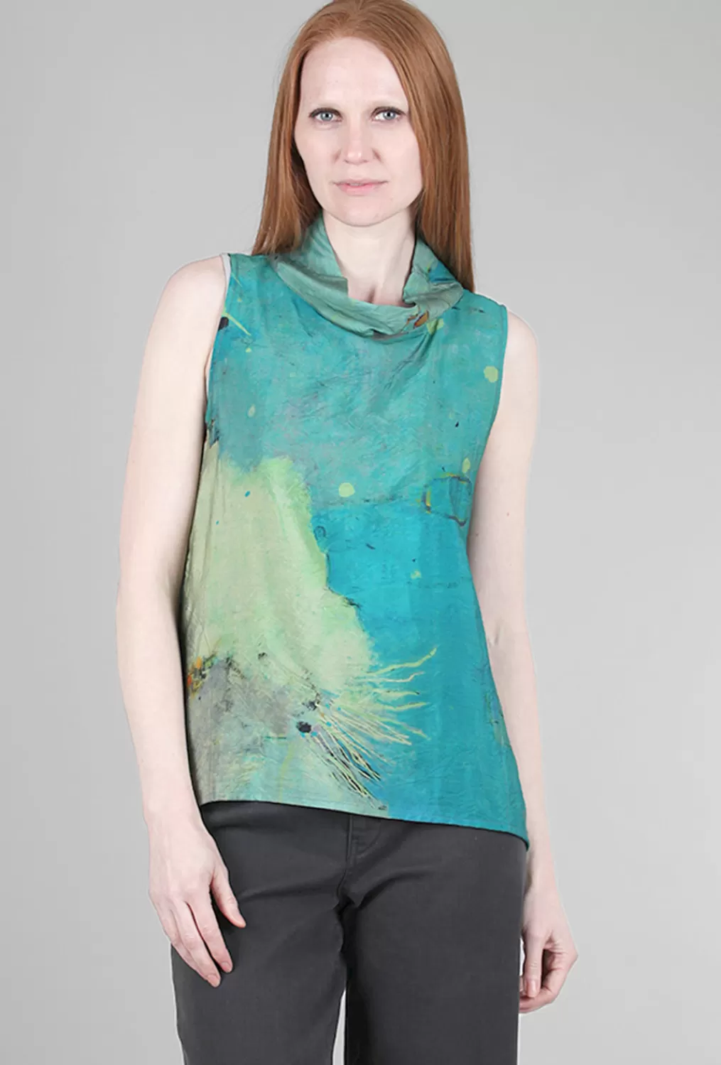 Best Sale Evie Lou Funnel Print Tank, Aqua