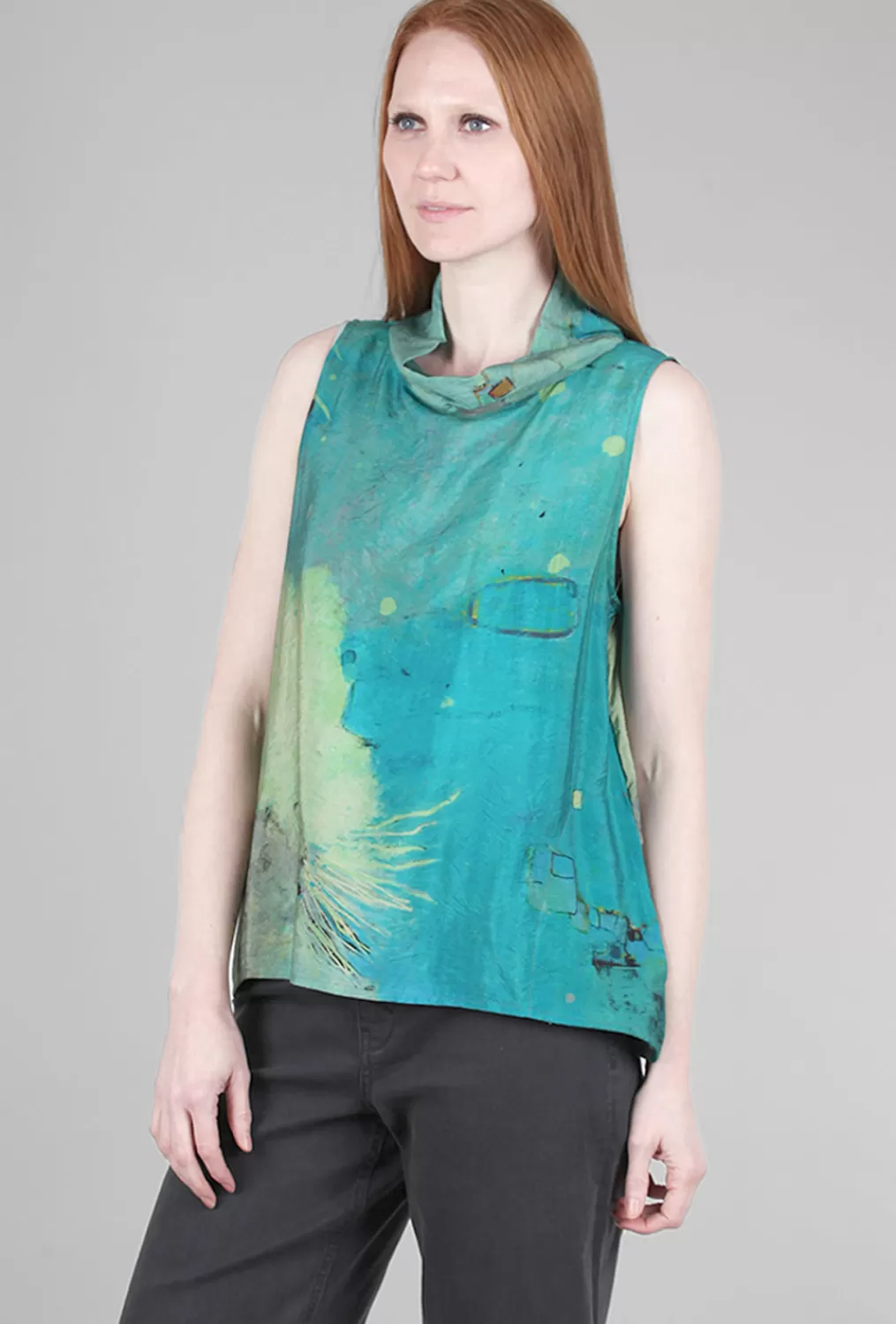 Best Sale Evie Lou Funnel Print Tank, Aqua