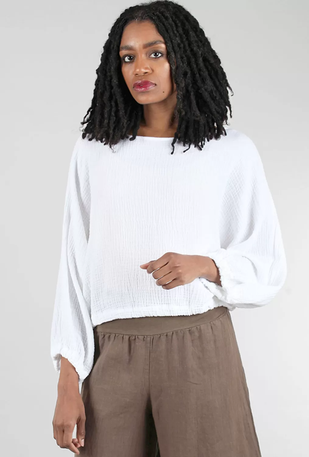 Shop Evie Lou Gianna Gauze Shirt, White