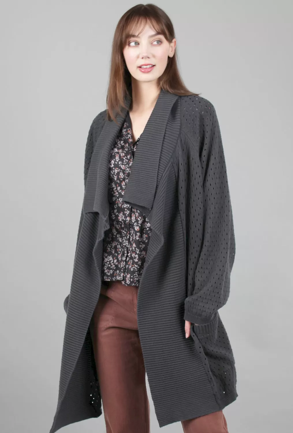 Cheap Evie Lou Holey Cardie, Charcoal
