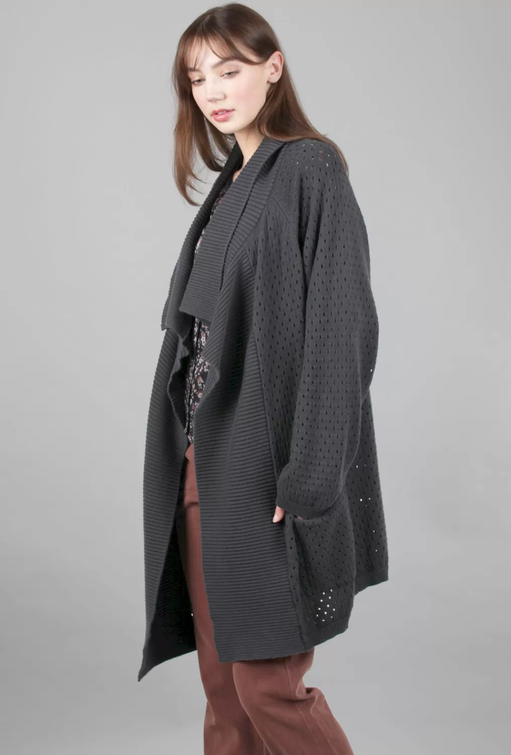 Cheap Evie Lou Holey Cardie, Charcoal