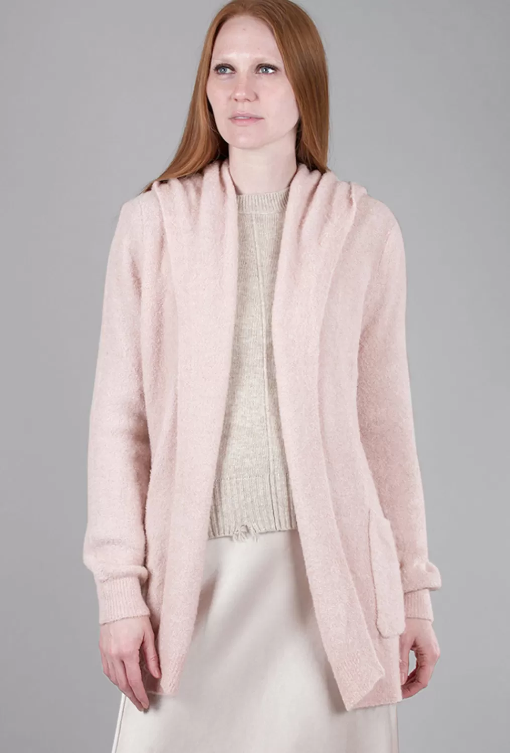 Sale Evie Lou Hooded Sweater Duster, Rose