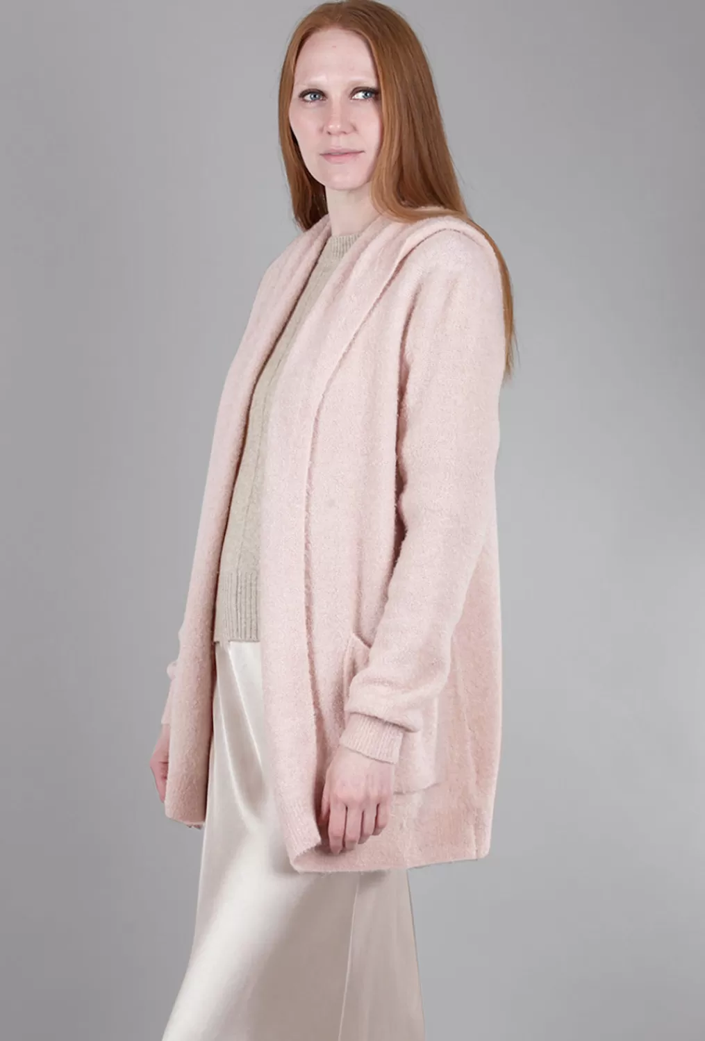Sale Evie Lou Hooded Sweater Duster, Rose