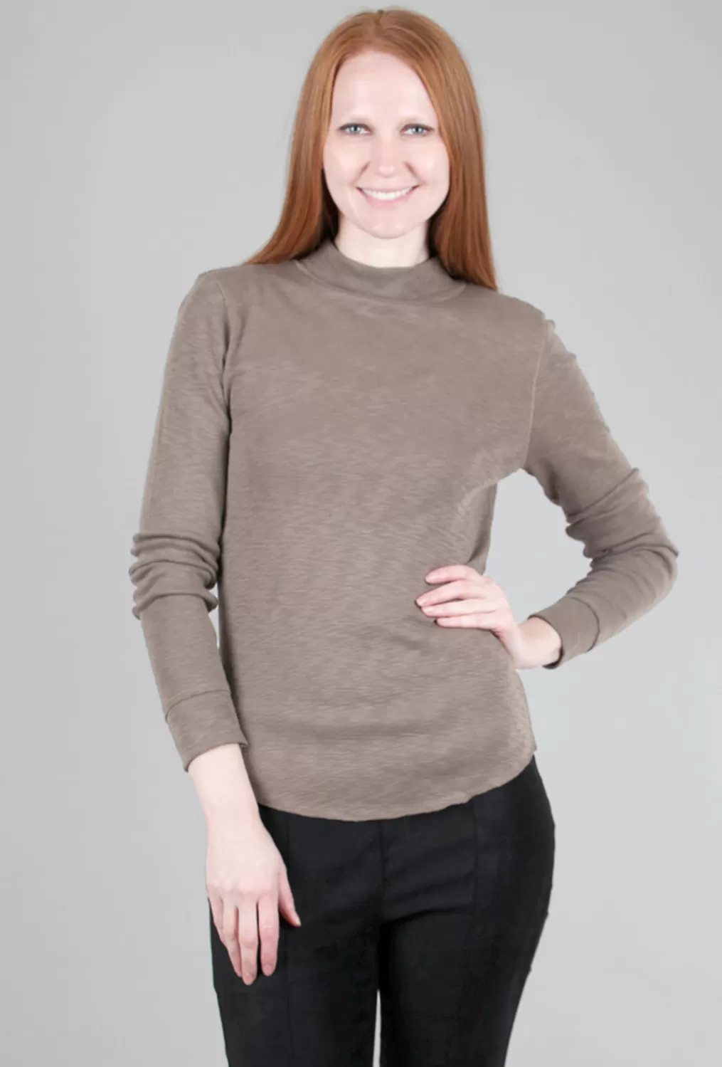 Hot Evie Lou Ideal Mock-Neck Tee, Truffle