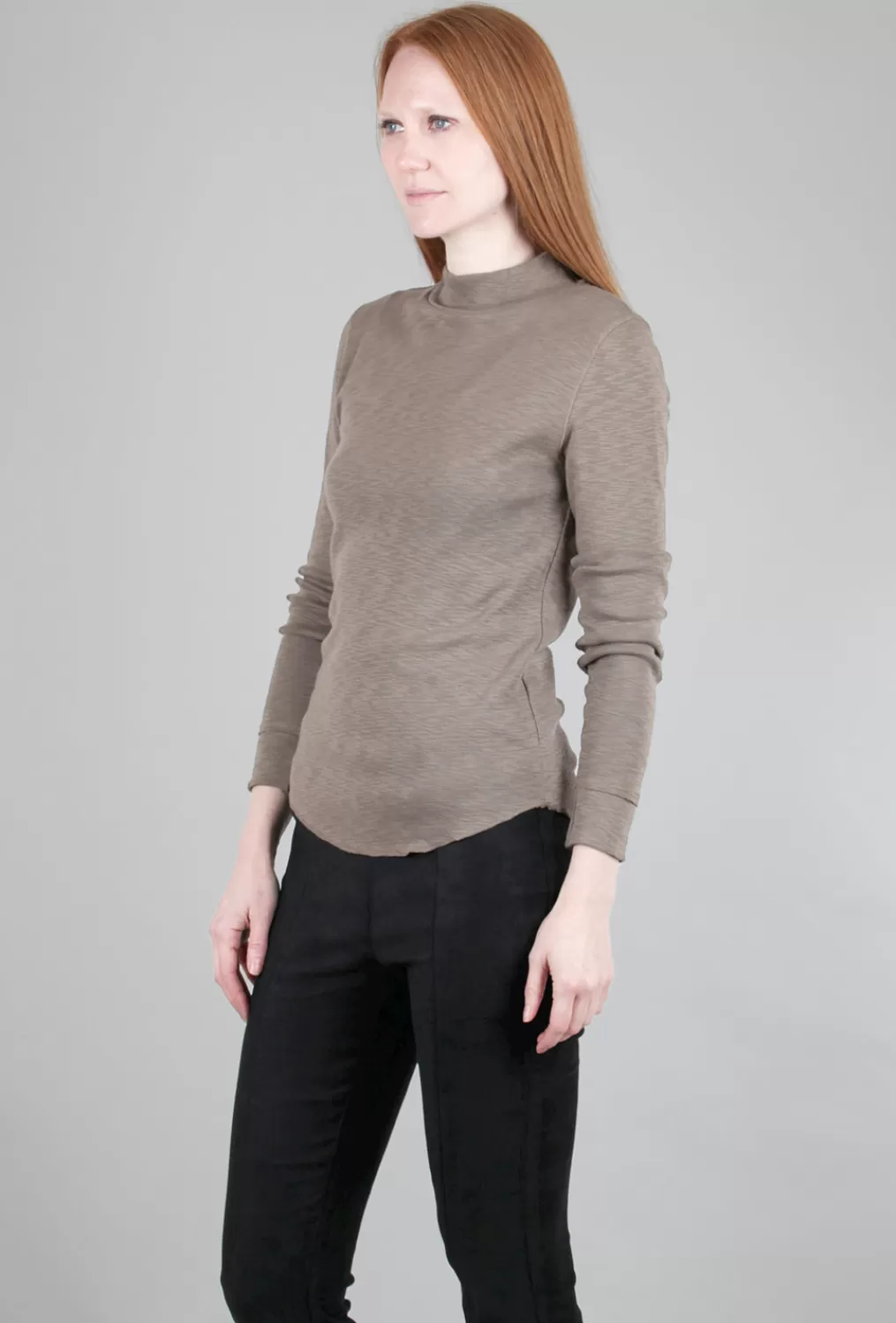Hot Evie Lou Ideal Mock-Neck Tee, Truffle
