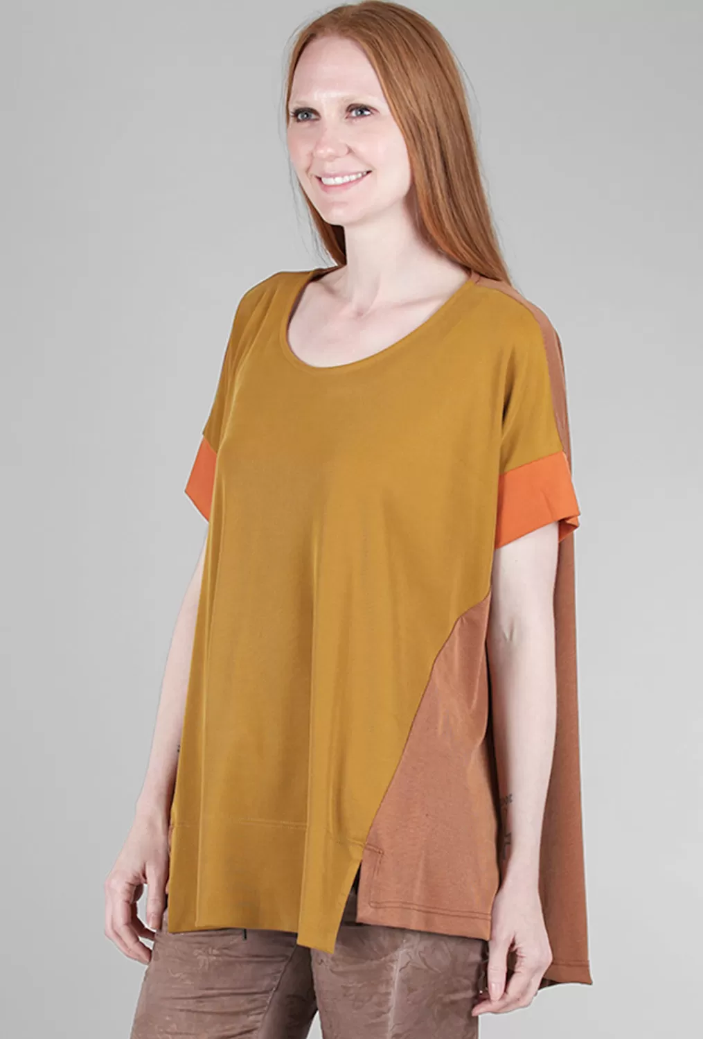 Clearance Evie Lou Inset Swing Colorblock Top, Flame