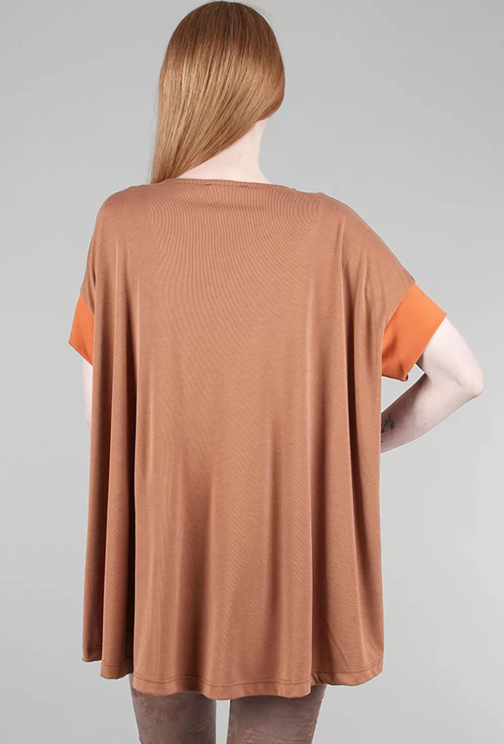 Clearance Evie Lou Inset Swing Colorblock Top, Flame