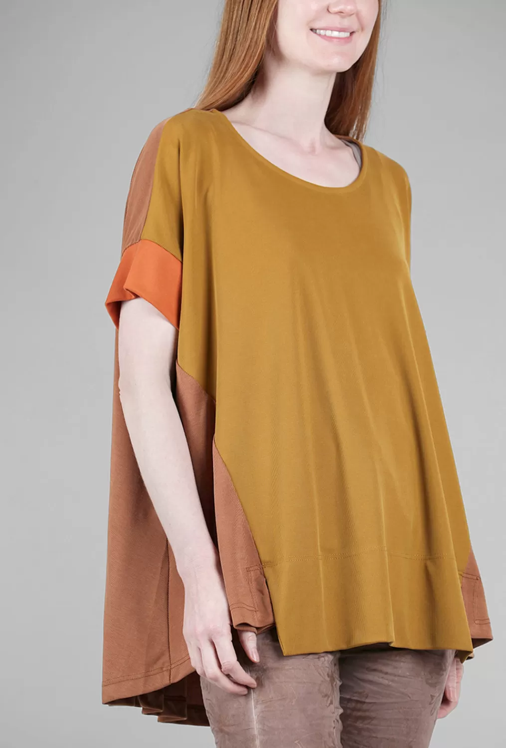 Clearance Evie Lou Inset Swing Colorblock Top, Flame