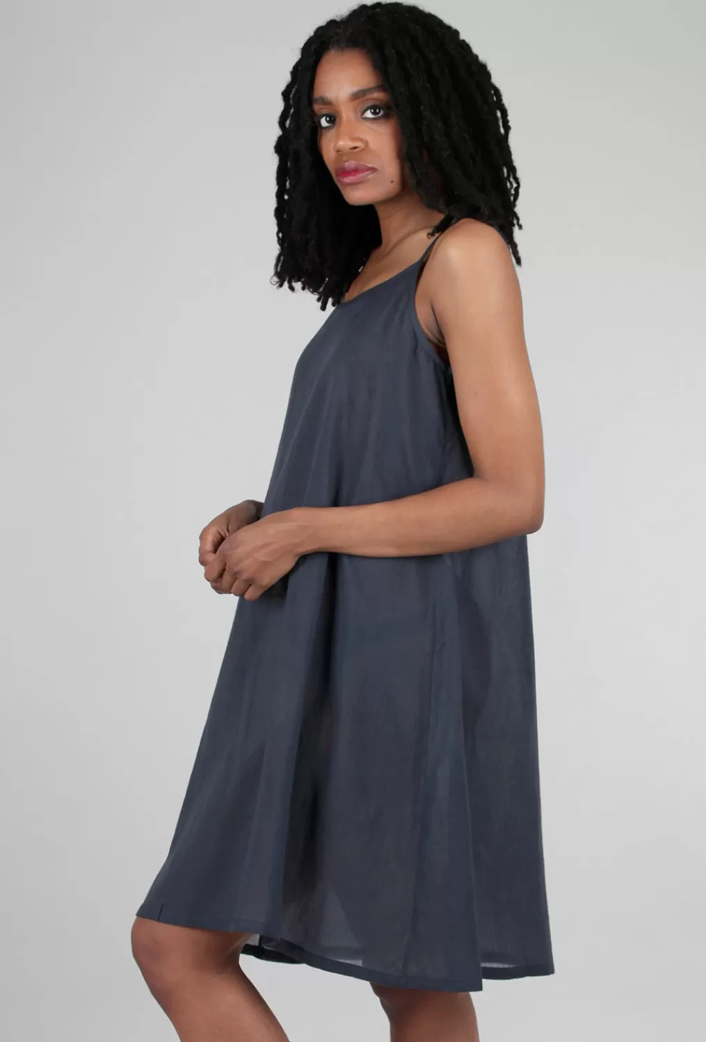 Online Evie Lou Knee-Length Cotton Slip, Navy