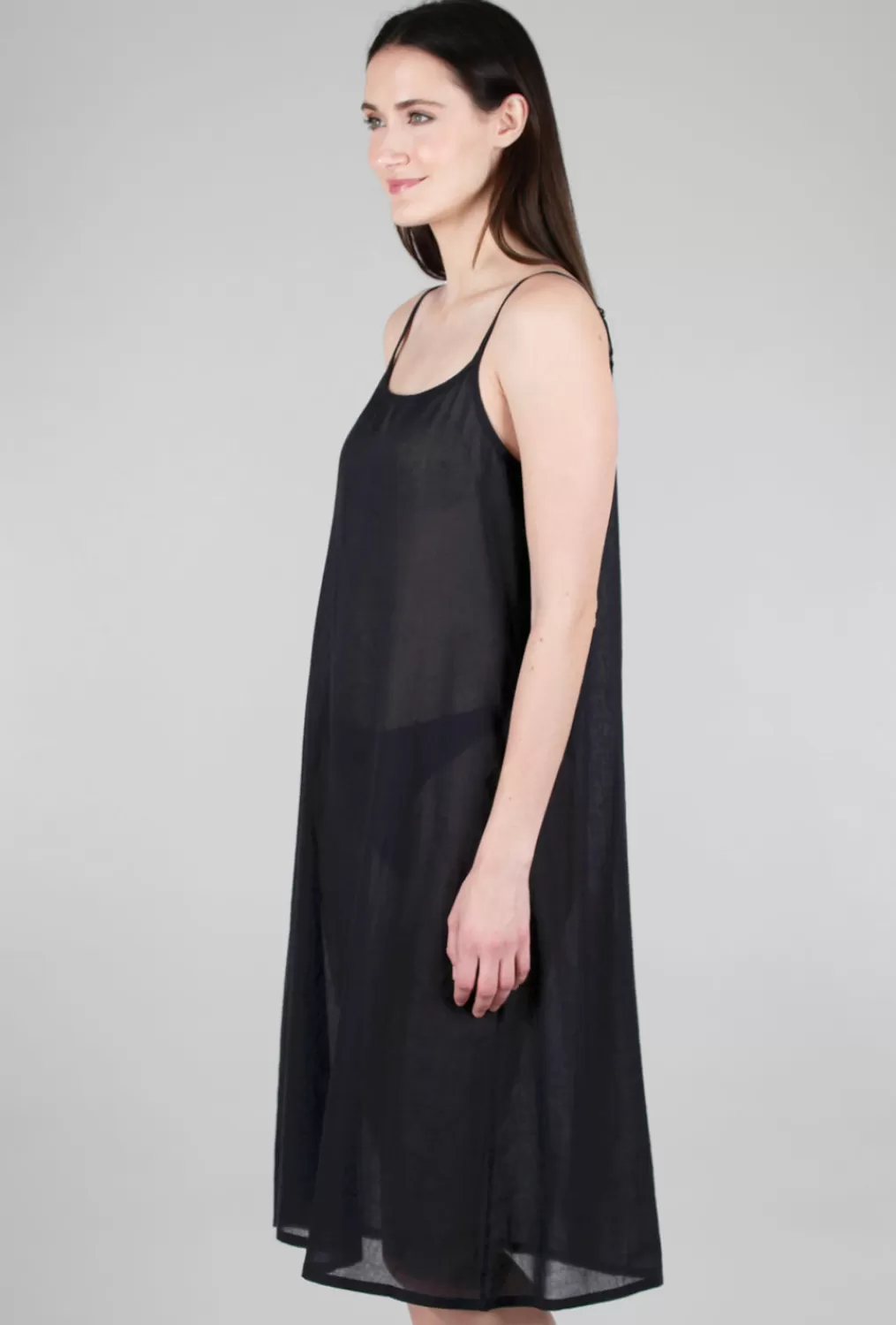 New Evie Lou Longer Cotton Slip, Black
