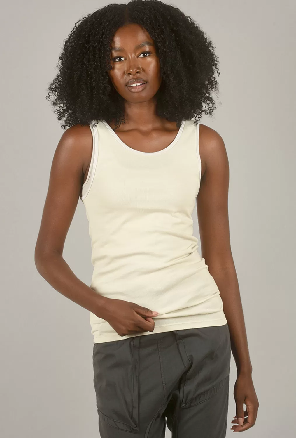 New Evie Lou Organic Long Tank, Oyster