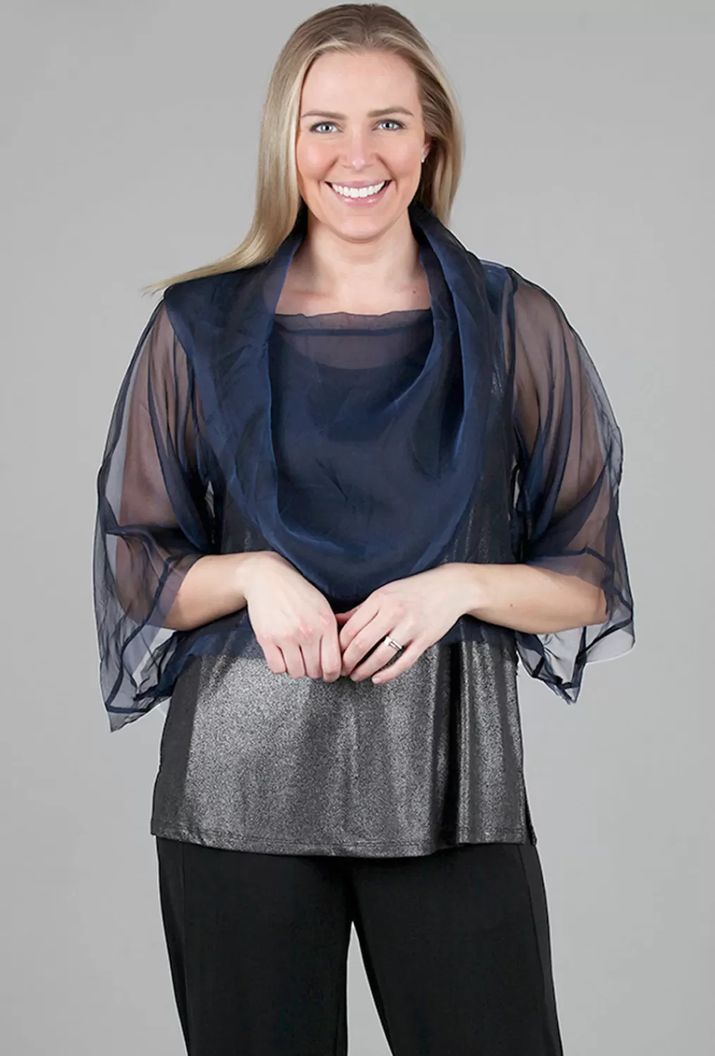 Best Sale Evie Lou Organza Jackie O Top, Midnight