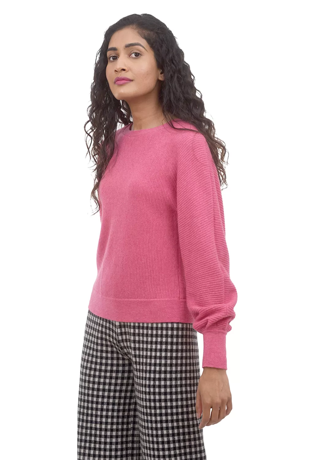 Best Sale Evie Lou Pleat Sleeve Pullover, Berry