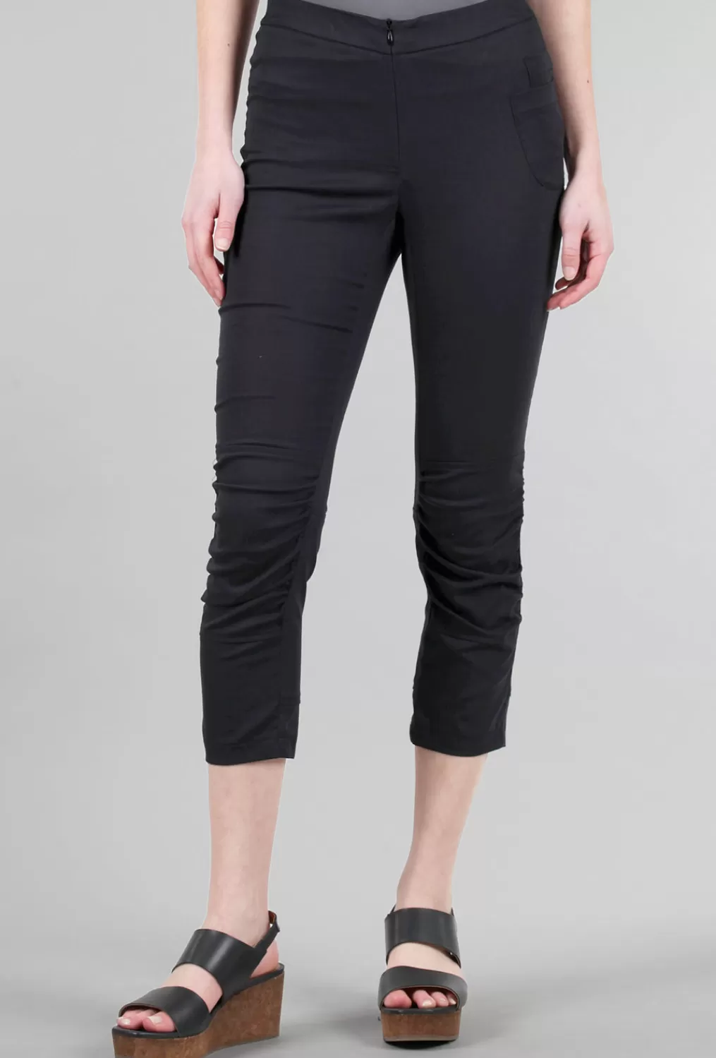 Clearance Evie Lou Polished Cotton Shuffle Pant, Black