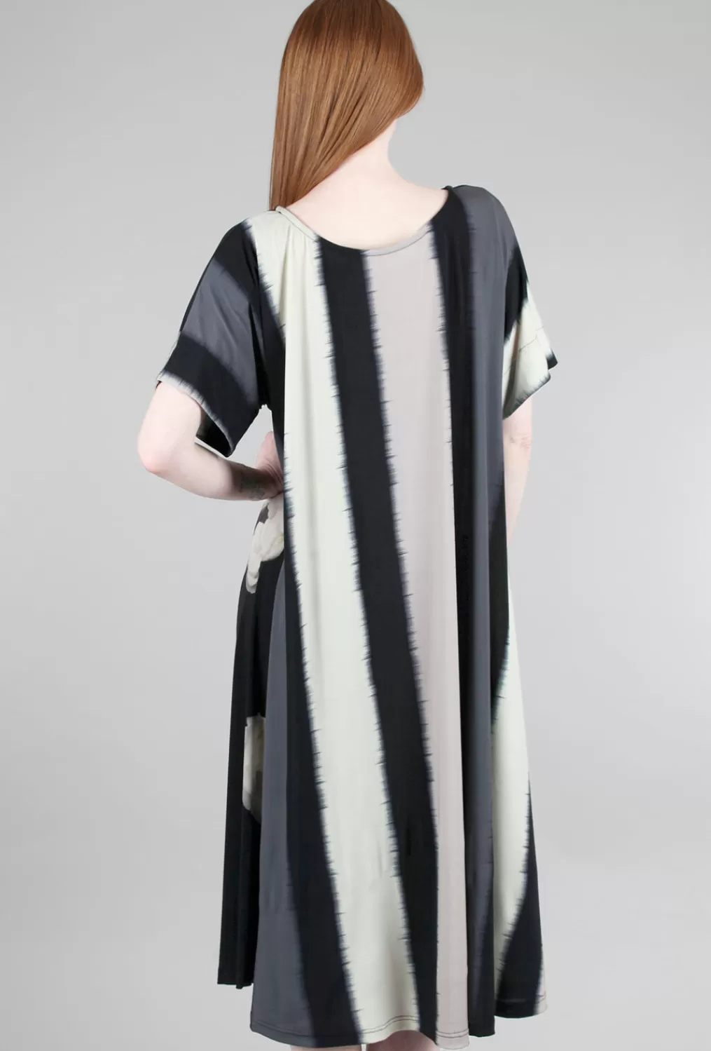 Online Evie Lou Print Mix Dress, Black/Taupe