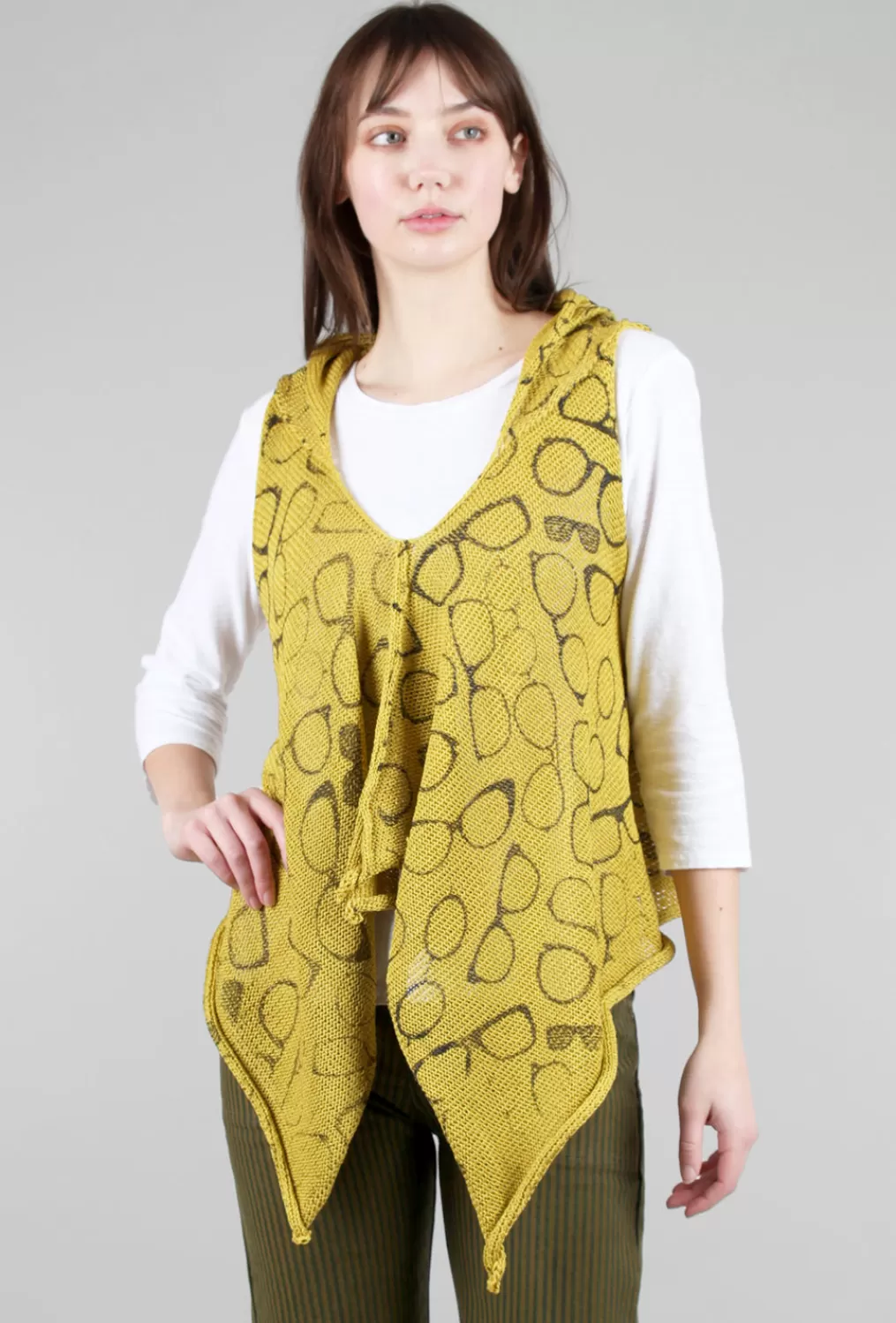 Hot Evie Lou Rana Swing Vest, Mustard/Glasses