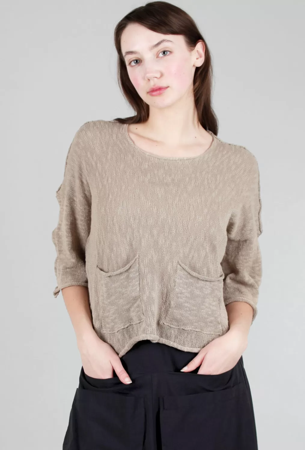 Sale Evie Lou Reverse Pocket Sweater, Taupe