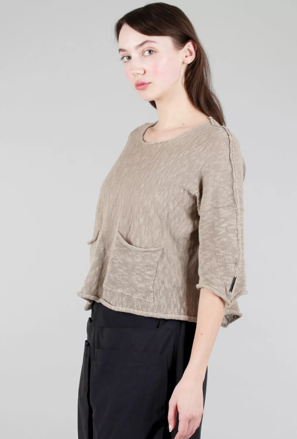 Sale Evie Lou Reverse Pocket Sweater, Taupe
