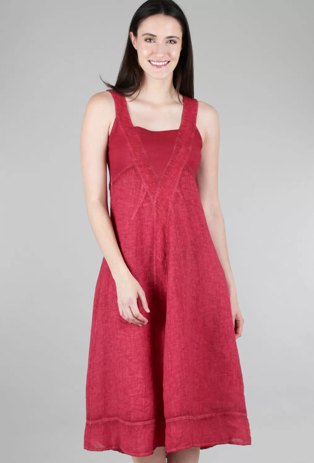 Best Sale Evie Lou Rib Inset Java Dress, Carmine