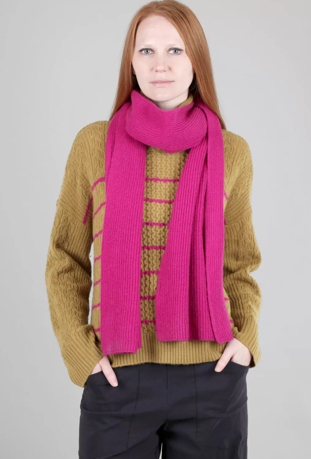 Fashion Evie Lou Ribbed Lp Scarf, Magenta