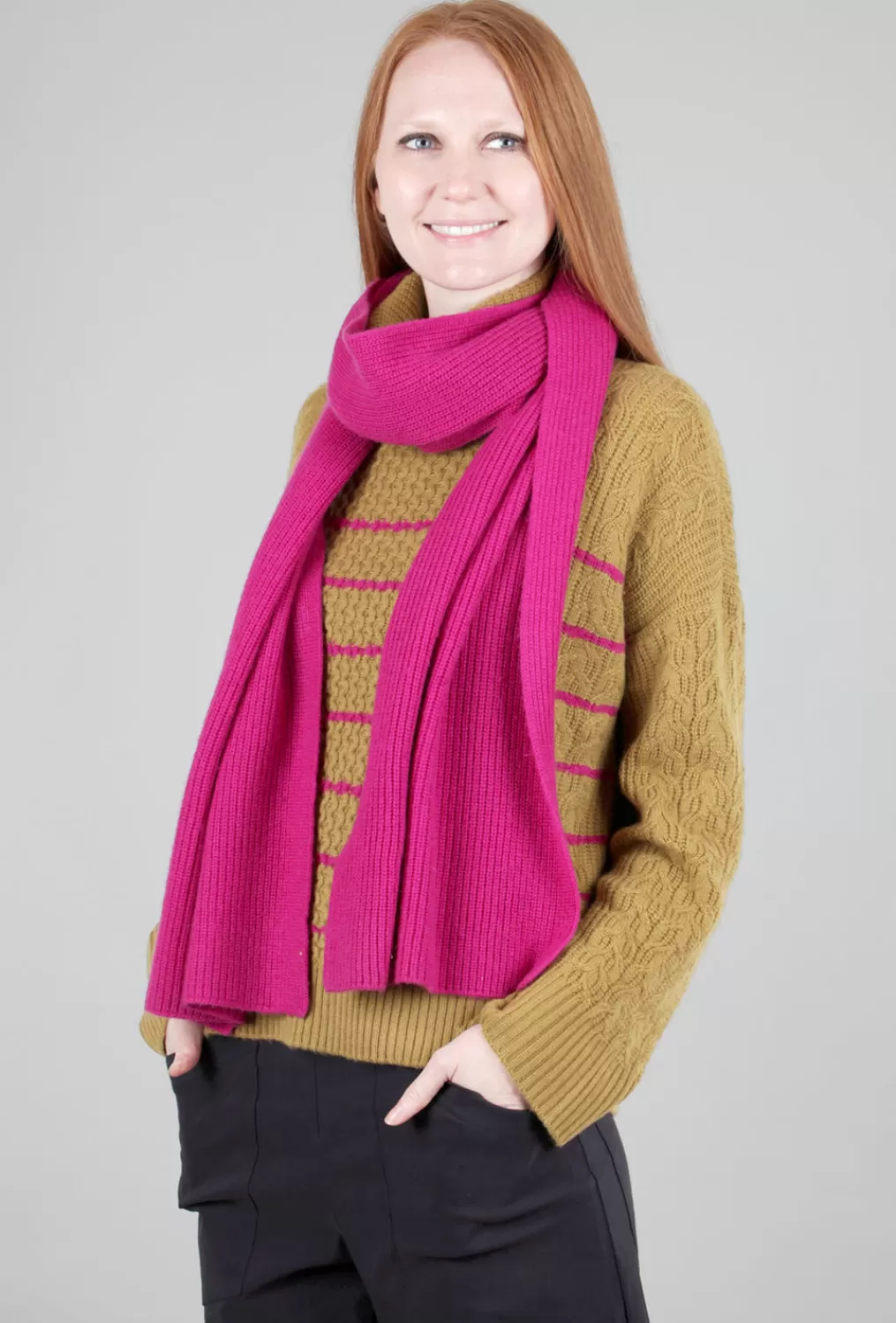 Fashion Evie Lou Ribbed Lp Scarf, Magenta