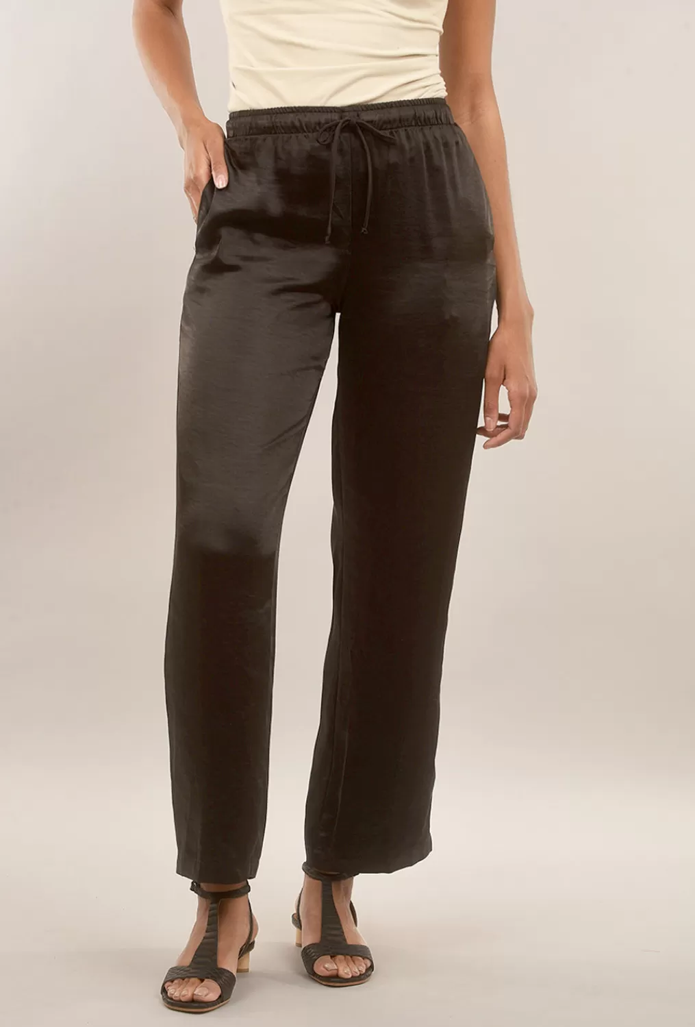 Cheap Evie Lou Sateen Pj Pants, Black