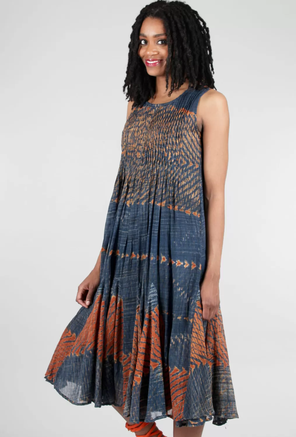 Clearance Evie Lou Sedona Dress, Blue/Rust