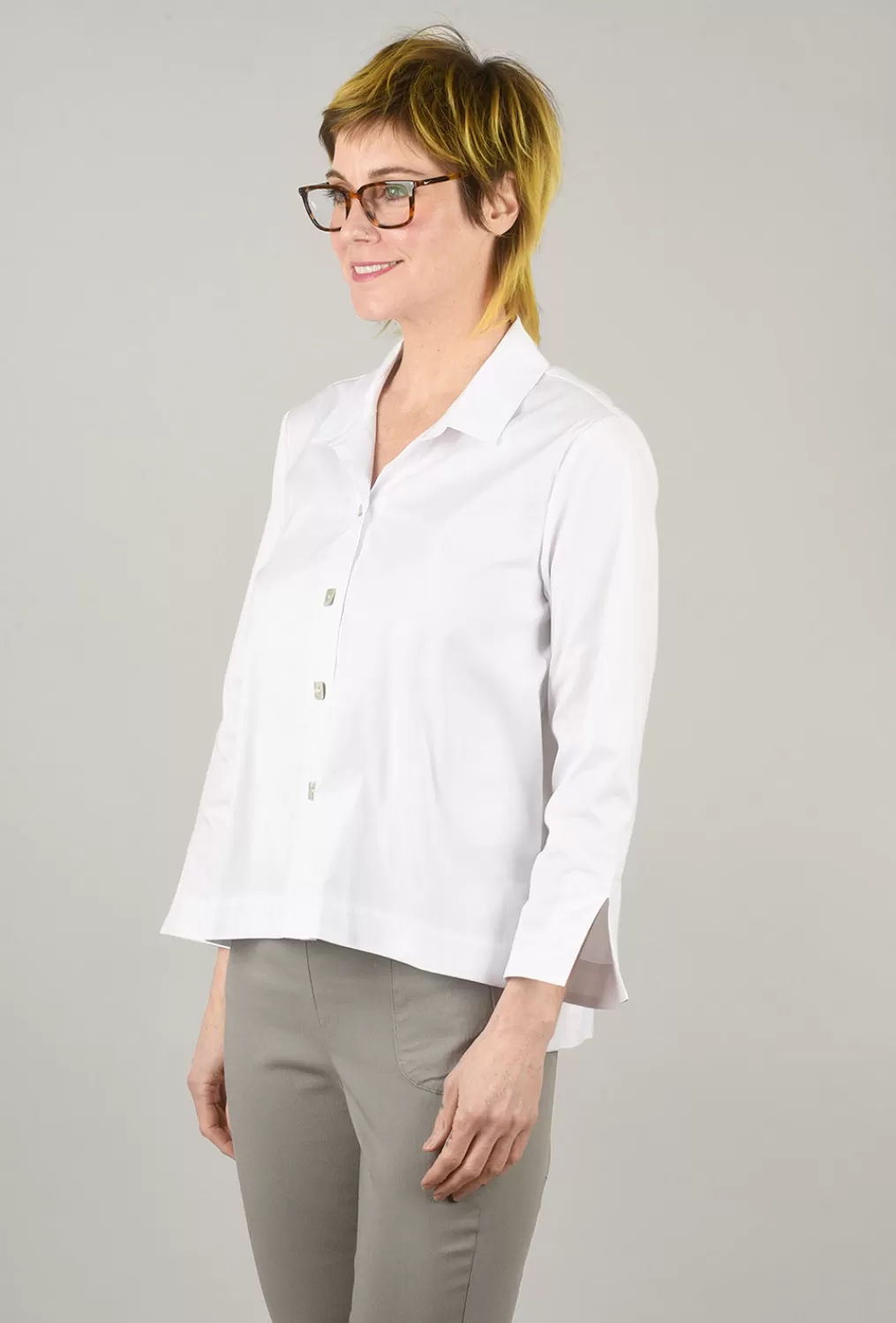 Fashion Evie Lou Side Slit Woven Shirt, White