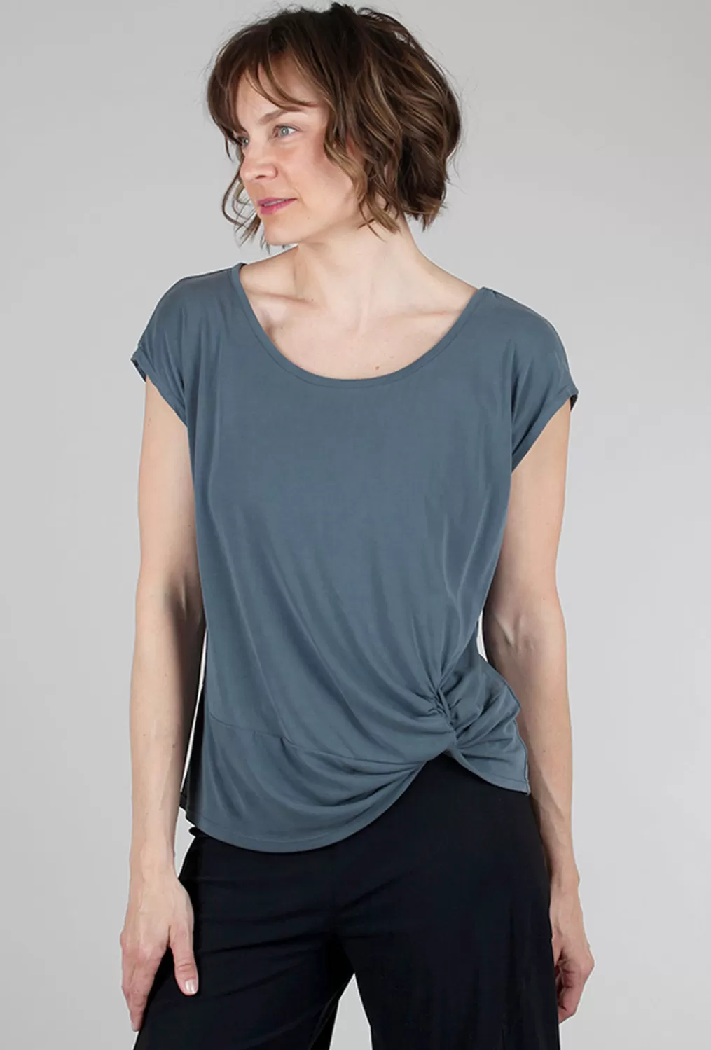 Shop Evie Lou Side-Knot Modal Top, Dark Teal