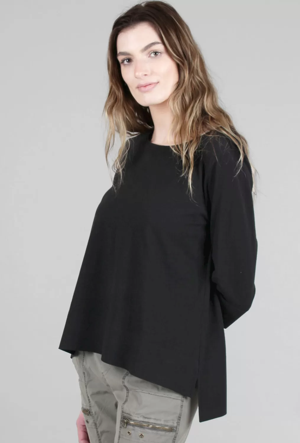 Online Evie Lou Signature Deep Hem Tee, Black