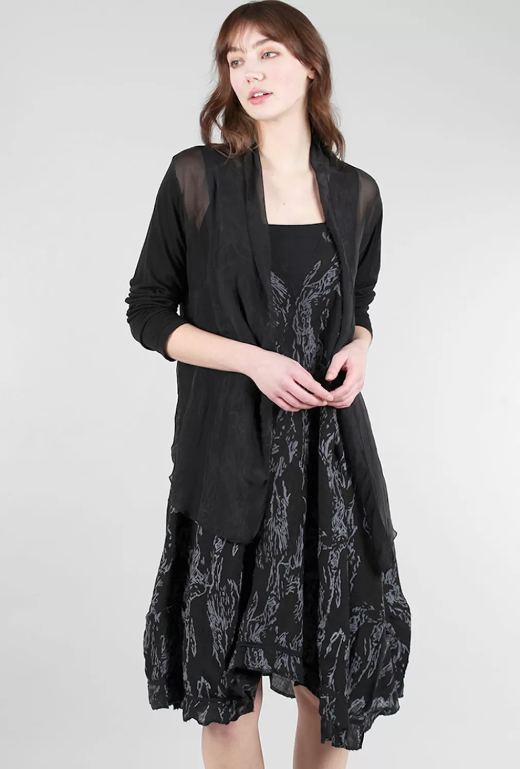 Clearance Evie Lou Silk/Jersey Cardie, Black
