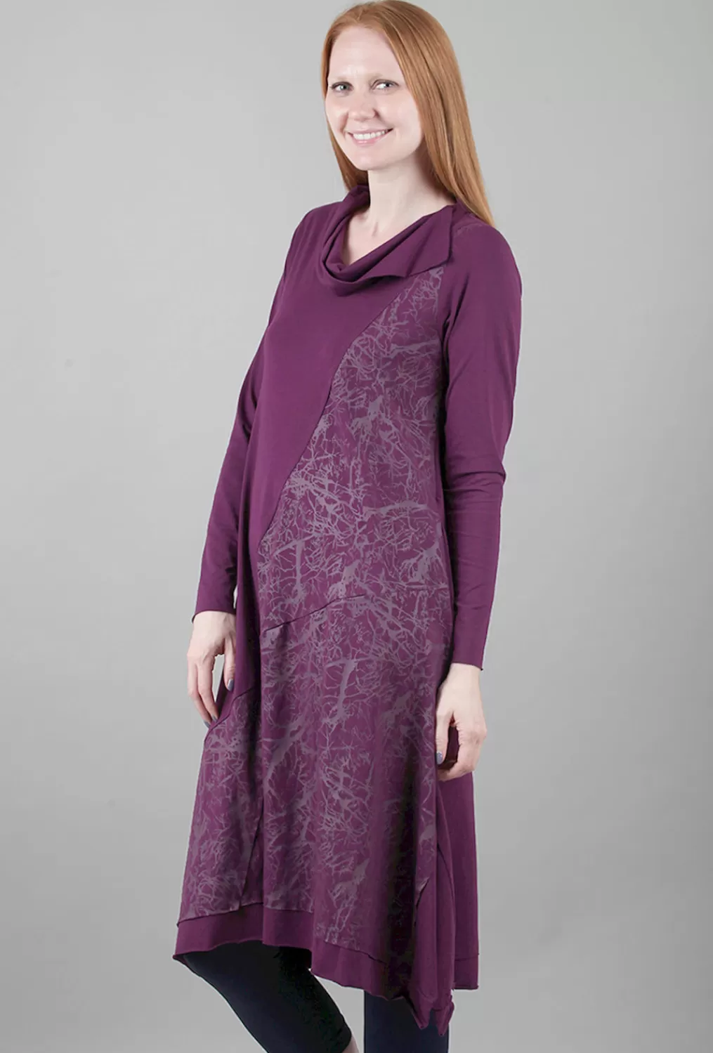 Store Evie Lou Tonal Print Dress, Aubergine